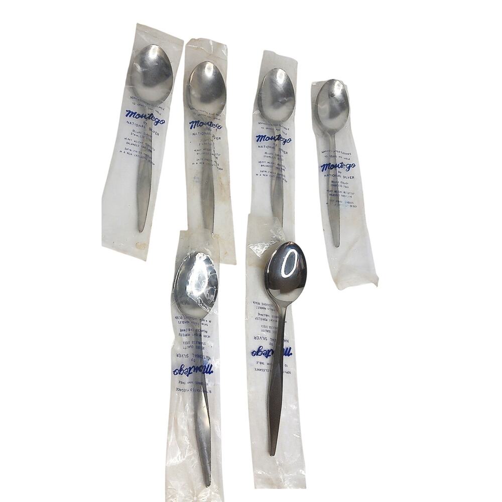 Nasco MONTEGO Flamingo Stainless Steel Spoons Japan MCM Flatware Set of 6 NEW